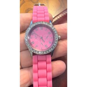 Women's 40mm Silver Tone Darice Watch, Crystal Accents, Poly Band